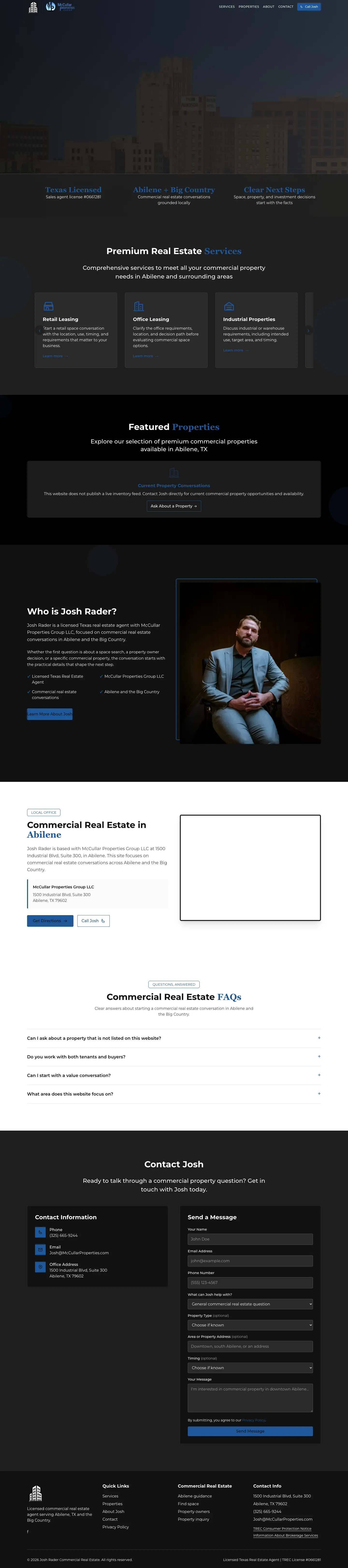 Desktop preview of the Abilene Commercial real estate platform.