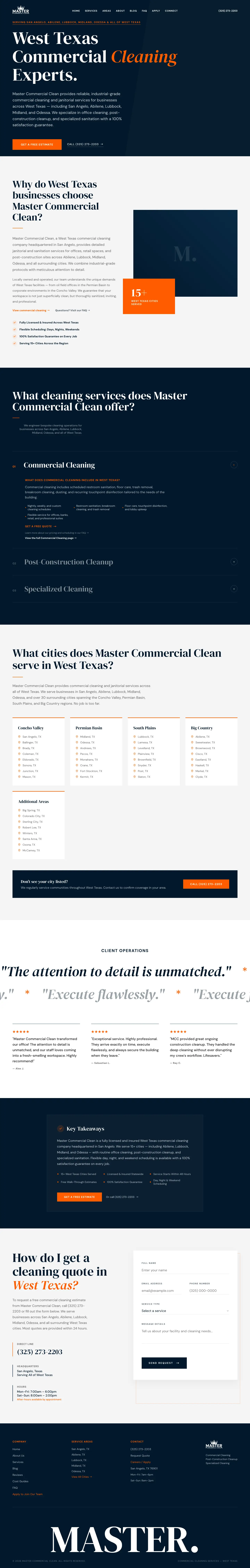 Desktop preview of the Master Commercial Clean website.
